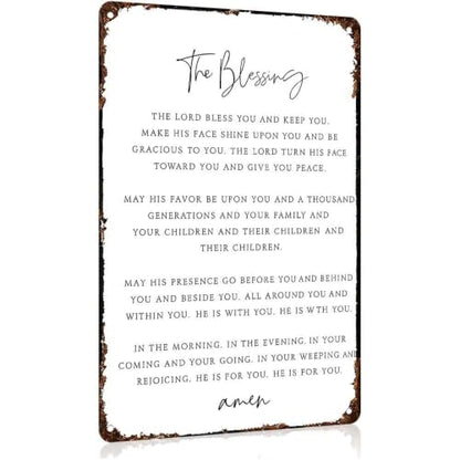 Christian Blessing Prayer Farmhouse Aluminum Metal Sign 8 x 12 Inch
