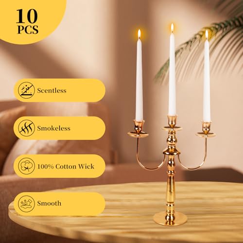 KONNI White Taper Candles, 10 Inch Long Tapered Candle, 10 Pack - color: White