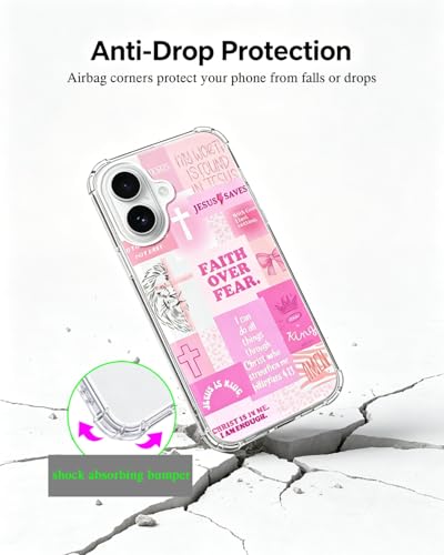 Pink Christian Aesthetic Phone Case Compatible with iPhone 17, Jesus Faith Positivity Phone Cover for iPhone 17 - color: Pink Christian