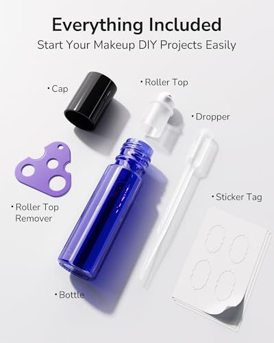 ULG Essential Oil Roller Bottles 48 Pack 10ml Cobalt Blue Glass Empty Bottles with Stainless Steel Roller Balls (10 Extra Roller Balls, 4 Openers, 4 Droppers, 48 Waterproof Labels) - color: Blue, size: 48-Pack