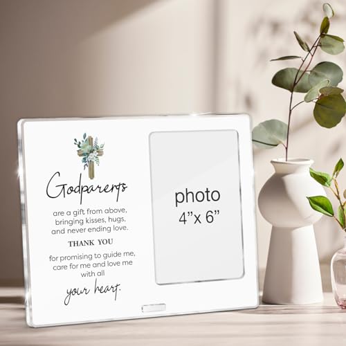 Godparents Gifts Picture Frame, Godparent Gift From Godchild, Christian Godfathers Godmothers Gifts Godparents Thank You Acrylic Photo Frames, Photo 4 x 6 Inches - color: Godparents- A