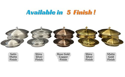 Communion Set for Church - One Communion Tray & Bread Plate with Lid - color: Shiny Gold Finish