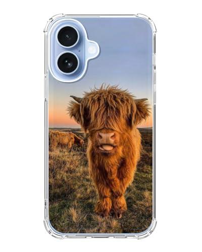 Fluffy Highland Cow Sunset Phone Case Compatible with iPhone 17 - color: Fluffy Cow