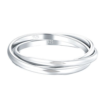BORUO Fidget Stacking Ring, Waterproof Gold Plated, Three Row Size 4 - color: 1.8mm Sterling Silver
