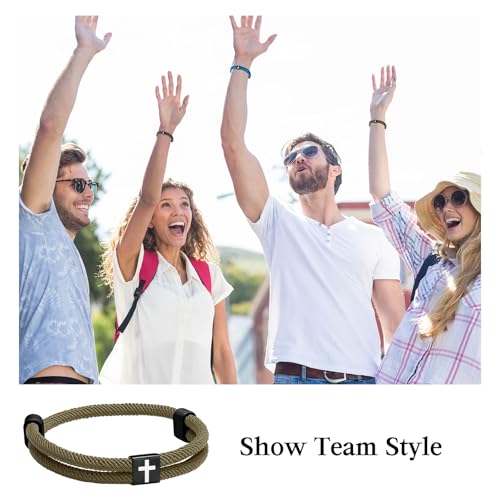 Landical 6 Pcs Cross Bracelet Men Adjustable Braided Rope - color: Deep Color