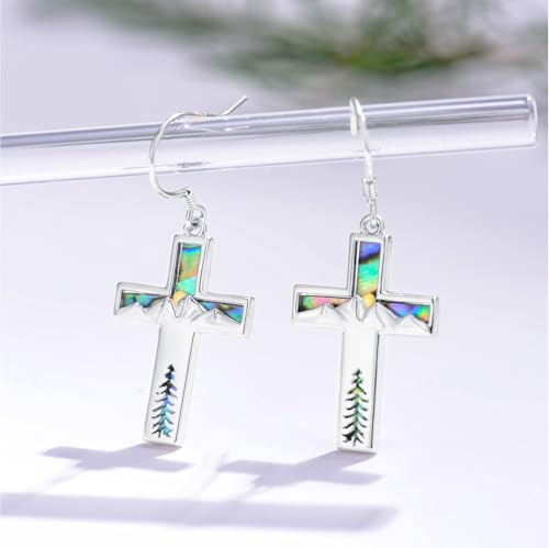 Mountain Mustard Seed Earrings for Women 925 Sterling Silver Lotus/Cross Dangle Drop Earring Christian Jewelry Outdoor Birthday Graduation Gifts - style: Mountain
