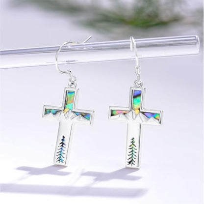 Mountain Mustard Seed Earrings for Women 925 Sterling Silver Lotus/Cross Dangle Drop Earring Christian Jewelry Outdoor Birthday Graduation Gifts - style: Mountain