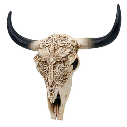 alikiki Western Cow Skull Wall-Decor - Realistic Animal Head Wall Hanging