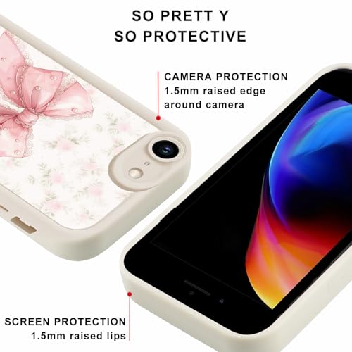 Pink Bow Phone Case for Apple iPhone 8 iPhone 7 iPhone SE 2022/2020 4,7", Aesthetic Cute Floral Ribbon Bowknot Girly Design Shockproof Soft Silicone Drop Protection for Women Girls Cover, White - color: white, size: for iPhone 8 7 iPhone SE 2022/2020