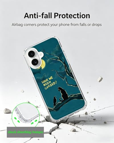 Crow and Black Cat Moon Phone Case Compatible with iPhone 17, Hippie Spooky Halloween Phone Cover for iPhone 17 - color: Crow and Cat
