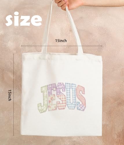 Christian Jesus Inspirational Canvas Tote Bag for Church Baptism - color: Jesus2