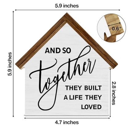 And so Together They Built a Life They Loved House Shaped Wood Sign - color: AND