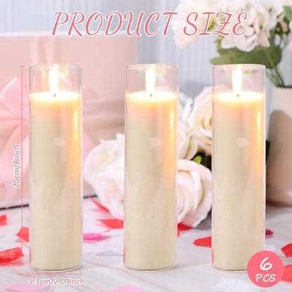 Foldtier 6 Pcs White Devotional Candles in Glass 2 x 8 Inches