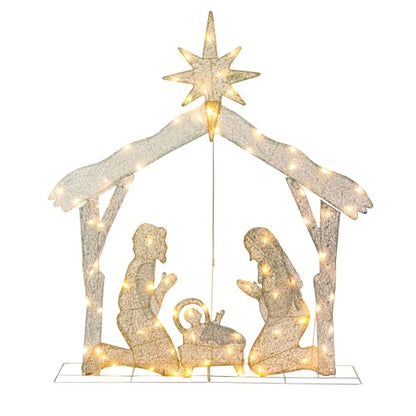 4.3 FT Lighted Christmas Nativity Scene, Pre‑Lit Outdoor Yard Decor