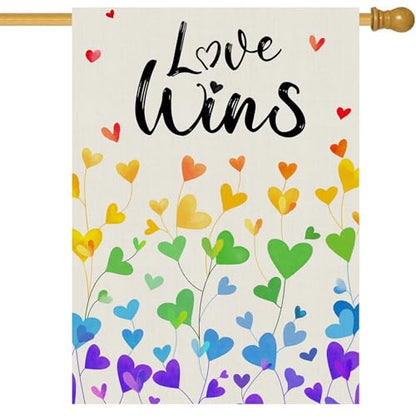 Love Wins Pride Garden Flag 12x18 Double-Sided Rainbow LGBTQ Outdoor Banner - color: love 12x18