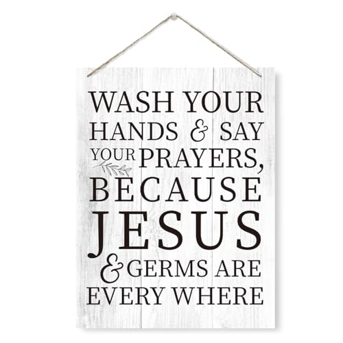 Wash Your Hands & say Your Prayers Sign, Religious Decor Sign, Rustic Wooden Hanging Plaque Sign, Bathroom Decor, Christian Wall Sign for Toilet Washroom Bathroom Decor, Farmhouse Wood Sign - color: Color 06