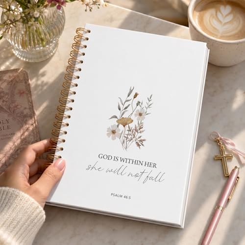 Christian Bible Study Prayer Journal for Women Notebook, 5.5x8.3 Inch - color: flower