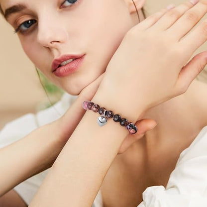 VIBILIA Cross Beaded Bracelets for Women, Birthday Gifts - color: F 2. Heart - Rhodonite