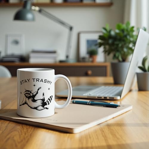 Funny Stay Trashy Raccoon Meme Mug 11 oz, Raccoon Lover Gifts Coffee Cups Ceramic, Humorous Trash Panda Ceramic Mug for Coffee Tea Hot Cocoa Home Office Work - color: 05Child