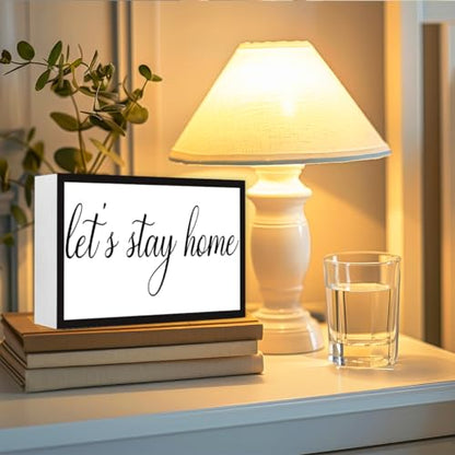 Let is Stay Home Sign Wood Box,Funny Rustic Farmhouse Home Sign Wooden Block for Shelf Tabletop Desk Decor - style: Let is Stay Home