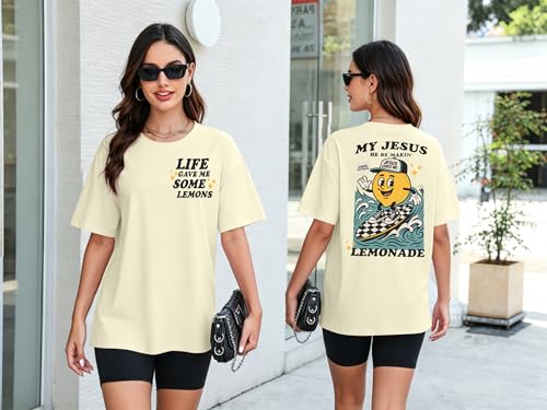 Rooted in Christ Shirt Christian Shirts for Women Jesus Oversized Tshirt - color: Beige Jesus, size: Medium