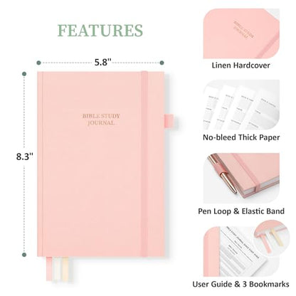 Bible Study Journal & Notebook for Women and Men, 5.8" x 8.3" - color: Light Pink, size: A5 ( 5.8" x 8.3" )
