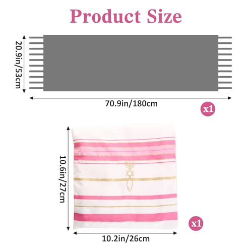 Tallit Prayer Shawl with Bag, Soft Fabric 70"x 20" Tallit Prayer Cloth Israel for Men & Women - color: Pink