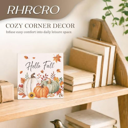 Farmhouse Fall Pumpkin Decor Wooden Box Sign - color: Fall-14