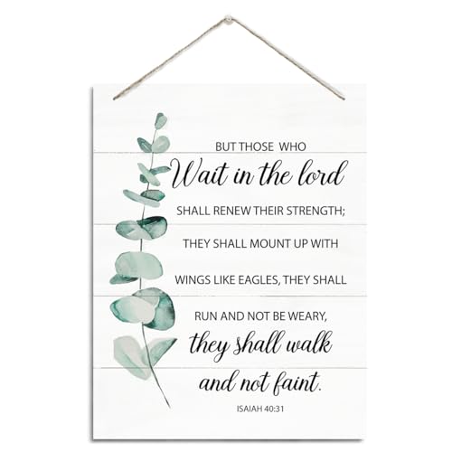 Christian Decor, Rustic Hanging Wood Plaque Sign, Inspirational Wood Sign, Christian Wall Sign Plaque, Home Bedroom Decor, Isaiah 40:31 Sign - Those Who Wait in the Lord shall Renew Their Strength - color: ISAIAH 40:31