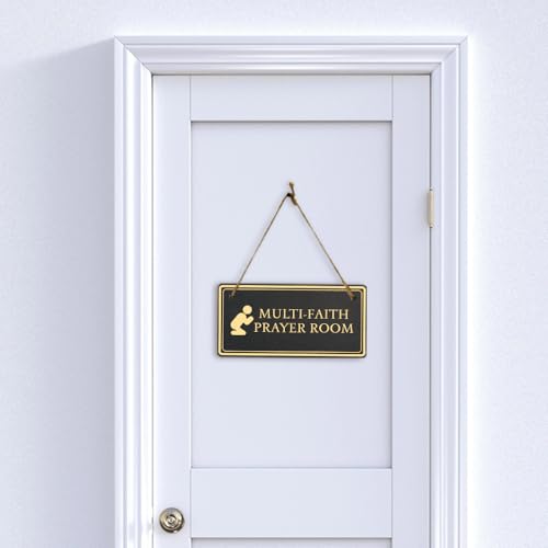 Multi-Faith Prayer Room 5x10 Hanging Plus Wall or Door Sign | Rustic Twine | Workplace Religion Signage