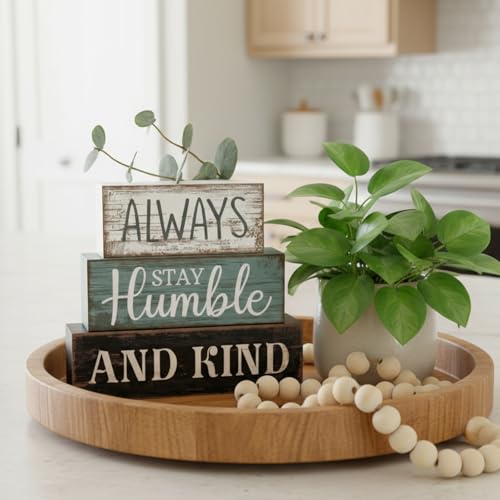 Lineshading 4 Pcs Inspirational Farmhouse Table Decor Wooden Shelves Signs - style: Beautiful