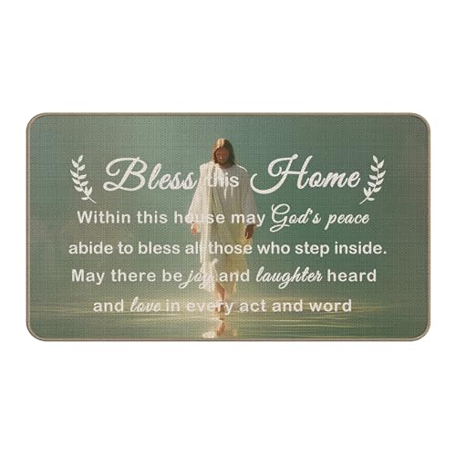 Bless This Home Decorative Indoor Outdoor Doormat,House Warming Gifts Front Door Mat 17x30 Inch Religious Decoration Welcome Mat for Home Entrance, Outside Entry, Yard, Floor, Patio（Decor 002） - color: 17 Doormat E