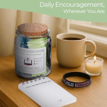 Bible Verse Jar – 90 Scripture & Affirmation Cards | Christian Gift, Christmas Gift, Fathers Day | Faith Jar for Women, Men, Mom, Dad, Friends | Daily Prayer, Encouragement & Inspiration