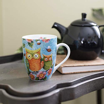 Divinity Boutique Inspirational Ceramic Mug, Patterned Owls with Scripture, Multicolor - color: Patterned Owls