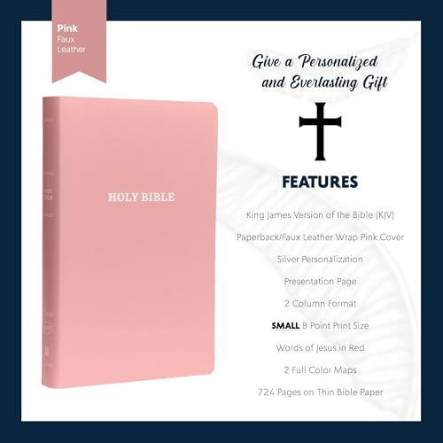 Personalized NIV Small Print Bible for Women, Name Engraved, Standard Size - color: Pink, style: King James Version