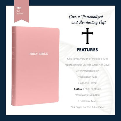 Personalized NIV Small Print Bible for Women, Name Engraved, Standard Size - color: Pink, style: King James Version