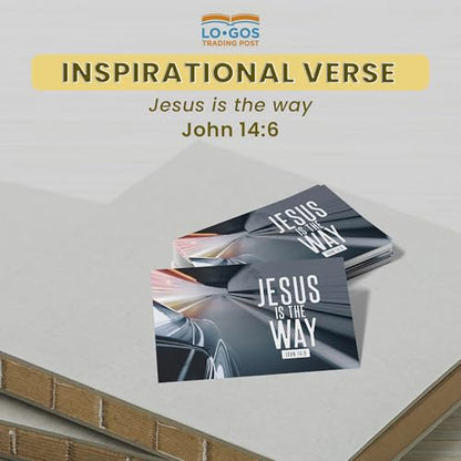 Pass It On Scripture Cards, Car, Jesus is the Way, John 14:6, Pack of 25 — Inspirational Bible Verse Wallet Cards, Devotional, Bible Study — Memorization, Small Christian Greetings for Encouragement - color: Jesus is the Way