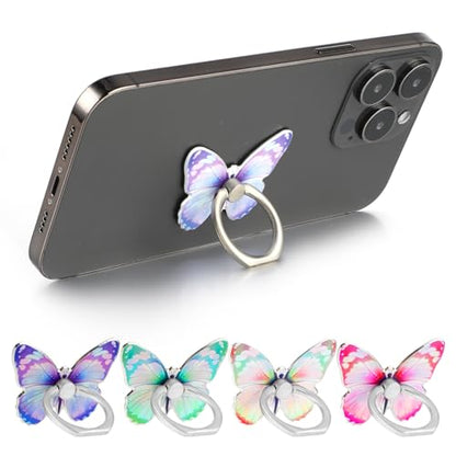 Ymapinc 4Pcs Butterfly Phone Ring Stand Colored Cute Butterfly Phone Grip