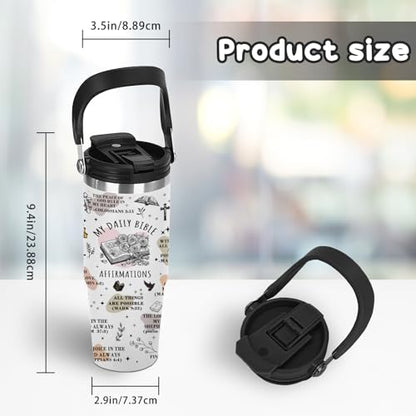 30oz Bible Verse Tumbler with Handle and Straw, Christian Gift for Women - color: Christ3