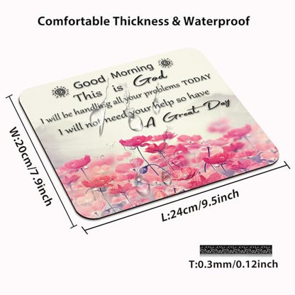 Good Morning This is God Christian Quote Mouse Pad, Pink Floral Desk Mat - color: Cute Colorful Art Rec21