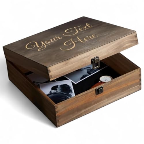 Personalized Wooden Keepsake Box, Custom Engraved Memory Box with Lid - style: 1. Your Text Here