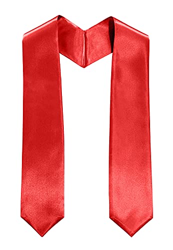 MyGradDay Plain Graduation Stole Colorful Stole for Adult Length 60",Rich in Color - color: Red