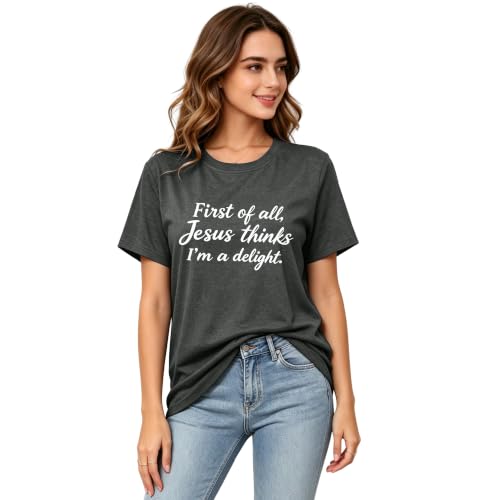 Christian Shirts for Women Religious Bible Verse Faith Tee - color: Darkgrey3, size: Small