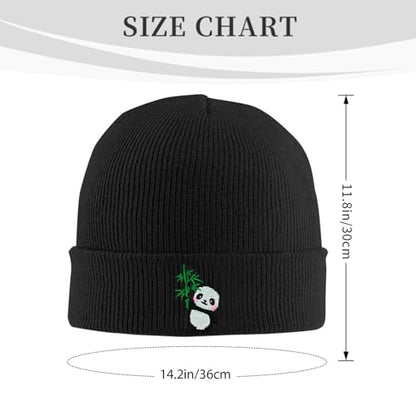 Cat Dad Beanie Hat Winter Cuffed Knit Hat Skull Watch Cap Embroidery Fisherman Beanies for Women Men Unisex - color: Panda