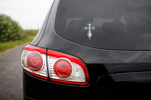 Elektroplate Christian Pointed Gothic Cross Reflective Car Decal 4" - color: Pointed Reflective