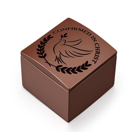 Frienda Inspirational Confirmation Keepsake Box - 2.8" H Bronze Finish Resin Trinket Box with Dove, Durable Religious Sacrament Gift for Baptism, First Communion