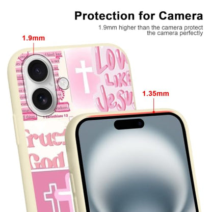 Christian God Phone Case for iPhone 16 6.1", Western Aesthetic Jesus Verse Bible Cross Pattern Design Print Cover for Women Man, Soft TPU Protection for iPhone 16-Pink - color: Jesus-Pink
