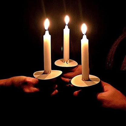 50 Pack 5 Inch White Taper Candles, Church Candle Bulk with Drip Protectors, Unscented Candlesticks for Christmas Eve and Easter Candlelight Service, Vigil, Memorial and Devotional - size: 5 Inch, Pack of 50