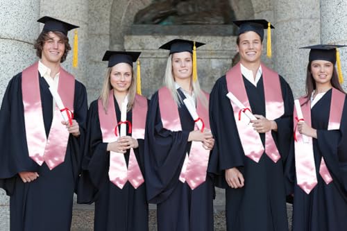 MyGradDay Plain Graduation Stole Colorful Stole for Adult Length 60",Rich in Color - color: Pink