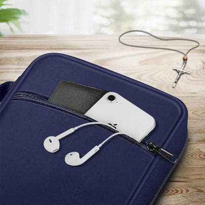 FINPAC Bible Cover, Carrying Book Case Bible Bag with Handle - color: Navy